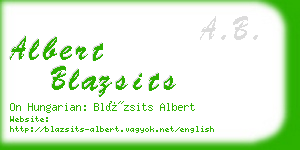 albert blazsits business card